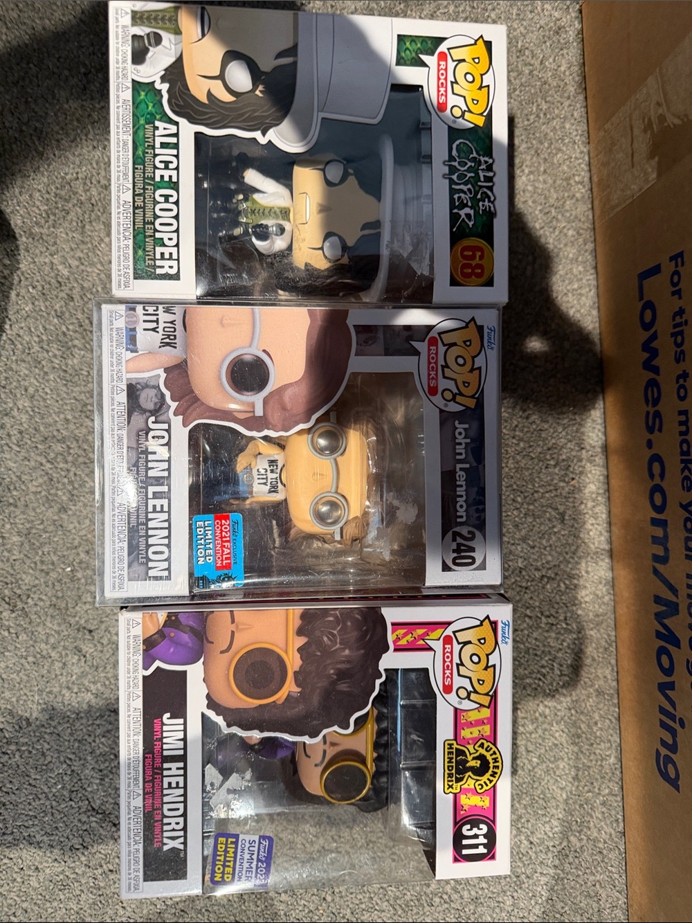 Funko pop. Set of 3. Alice cooper John Lennon Jimi Hendrix